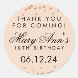 サンキュー誕生日バラ金ゴールドグリッター紙吹雪 ラウンドシール