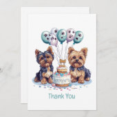 サンキュー誕生日ヨークシャーテリアドッグ サンキューカード (正面/裏面)