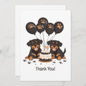 サンキュー誕生日ロットワイラードッグ サンキューカード (正面/裏面)