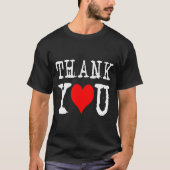 サンキュー赤いハートブラック Tシャツ (正面)
