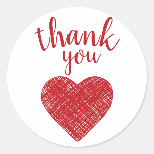 サンキュー赤いハートラブことわざ ラウンドシール (正面)