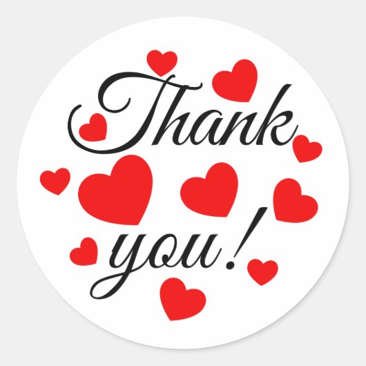 サンキュー赤いハート ラウンドシール (正面)