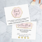 サンキュー赤面ピンクウォーター色&モダン金ゴールド地域 ポストカード