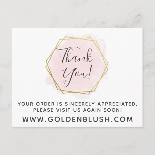 サンキュー赤面ピンクウォーター色&モダン金ゴールド地域 ポストカード (正面)