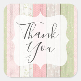 サンキュー赤面ピンクフローラセージ緑シャビーシック スクエアシール