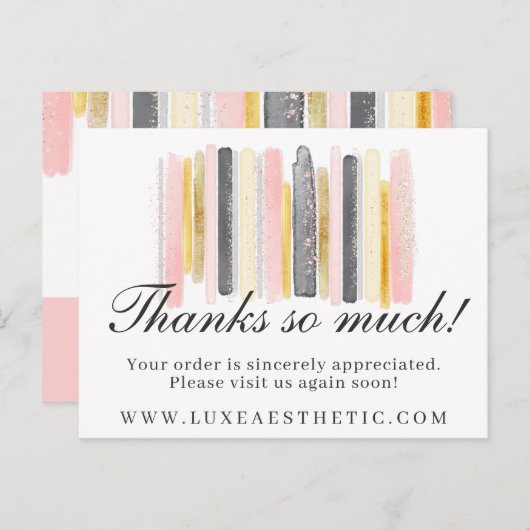サンキュー赤面ピンク&金ゴールドスト絵を描ローククーポン ポストカード (正面/裏面)