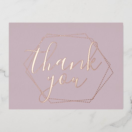 サンキュー赤面フレームピンクフォイルプレストカード 箔シーズンポストカード (正面)