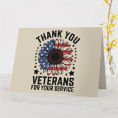 サンキュー退役軍人ひまわり軍隊退役軍人日 カード (黄色い花)