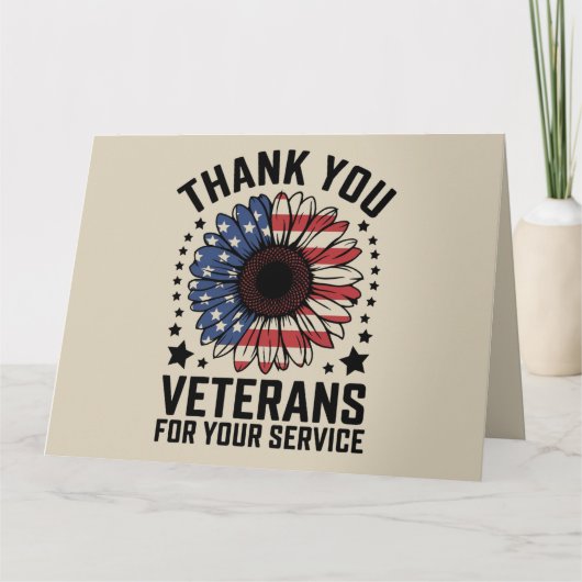 サンキュー退役軍人ひまわり軍隊退役軍人日 カード (正面)