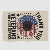 サンキュー退役軍人ひまわり軍隊退役軍人日 ゴルフタオル (横)