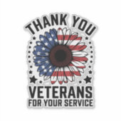 サンキュー退役軍人ひまわり軍隊退役軍人日 シール (正面)