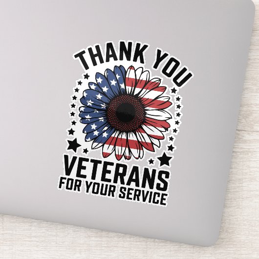 サンキュー退役軍人ひまわり軍隊退役軍人日 シール (詳細)