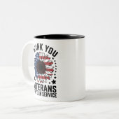 サンキュー退役軍人ひまわり軍隊退役軍人日 ツートーンマグカップ (正面左)