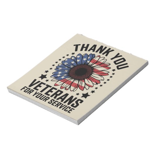 サンキュー退役軍人ひまわり軍隊退役軍人日 ノートパッド (回転)