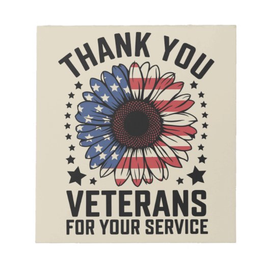 サンキュー退役軍人ひまわり軍隊退役軍人日 ノートパッド (正面)