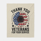 サンキュー退役軍人ひまわり軍隊退役軍人日 フリースブランケット (正面)