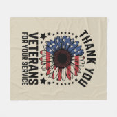 サンキュー退役軍人ひまわり軍隊退役軍人日 フリースブランケット (正面(横))