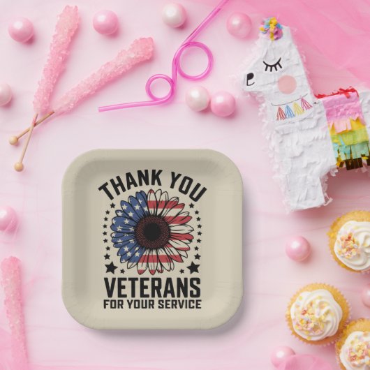 サンキュー退役軍人ひまわり軍隊退役軍人日 ペーパープレート (パーティー)