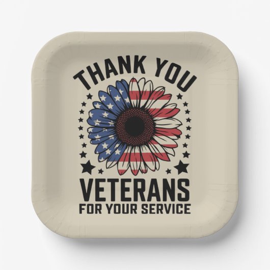 サンキュー退役軍人ひまわり軍隊退役軍人日 ペーパープレート (正面)