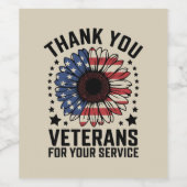 サンキュー退役軍人ひまわり軍隊退役軍人日 ワインラベル (シングルラベル)