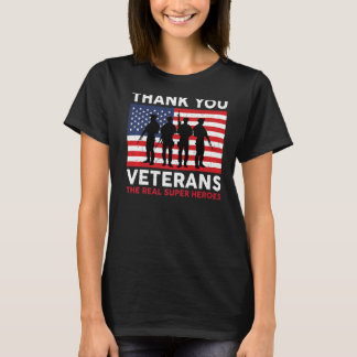 サンキュー退役軍人アメリカフラッグ愛国的退役軍人 Tシャツ