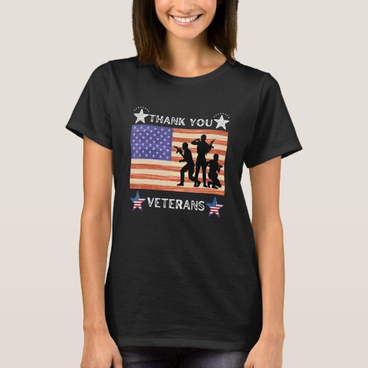 サンキュー退役軍人コンバットブーツ退役軍人デイアメリク Tシャツ (正面)