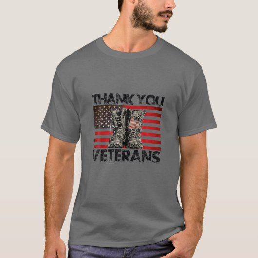 サンキュー退役軍人コンバットブーツ退役軍人デイアメリク Tシャツ (正面)