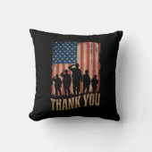 サンキュー退役軍人デイアメリカン国旗のヴィンテージ クッション (正面)