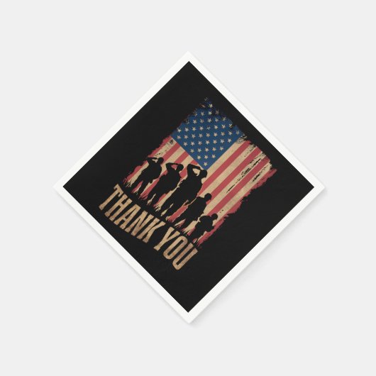 サンキュー退役軍人デイアメリカン国旗のヴィンテージ スタンダードカクテルナプキン (角)