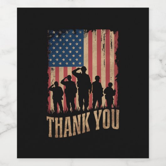 サンキュー退役軍人デイアメリカン国旗のヴィンテージ ワインラベル (シングルラベル)