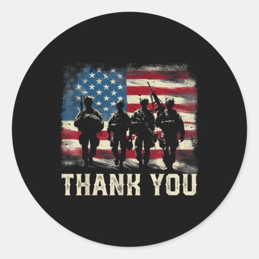 サンキュー退役軍人デイメモリアルデーPartiotic Usa ラウンドシール (正面)