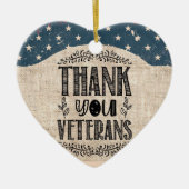 サンキュー退役軍人ハートオーナメント セラミックオーナメント (正面)