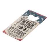 サンキュー退役軍人ボトルオープナー クレジットカード栓抜き (正面アングル)