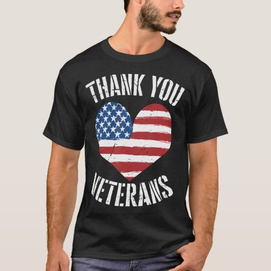 サンキュー退役軍人愛国的アメリカ国旗の退役軍人 Tシャツ (正面)