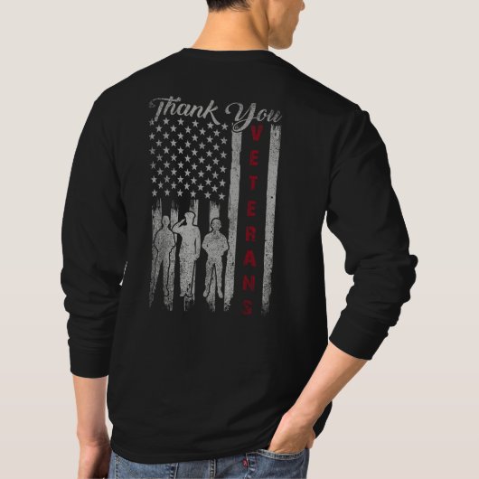 サンキュー退役軍人誇りを持った愛国米国国旗 Tシャツ (裏面)