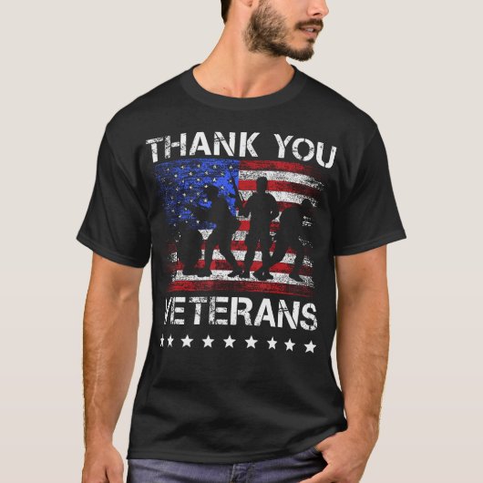 サンキュー退役軍人誇りを持った軍隊退役軍人日 Tシャツ (正面)