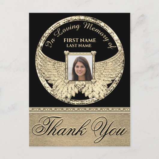 サンキュー金ゴールドエンジェルウィングス ポストカード (正面)