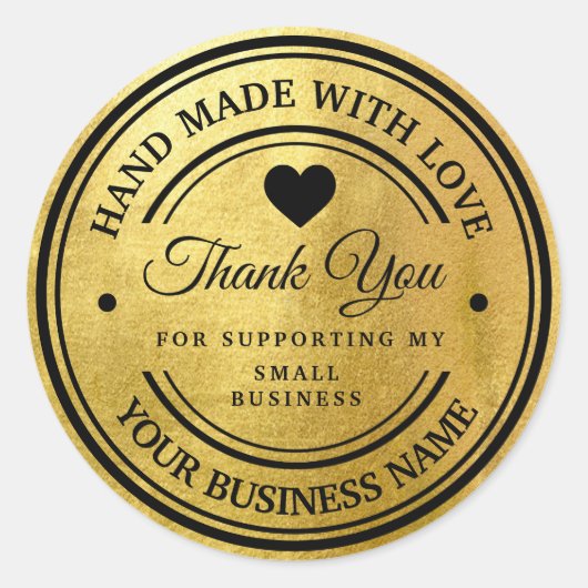 サンキュー金ゴールドクラシックラウンドステッカー ラウンドシール (正面)