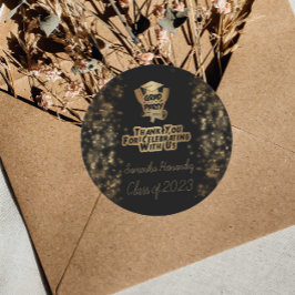 サンキュー金ゴールドグリッター&ブラック卒業パーティー ラウンドシール
