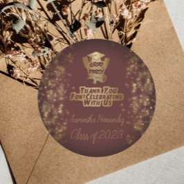 サンキュー金ゴールドグリッター&マルーン卒業パーティー ラウンドシール