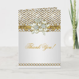 サンキュー金ゴールドシェブロンホワイトダイヤモンドパール サンキューカード