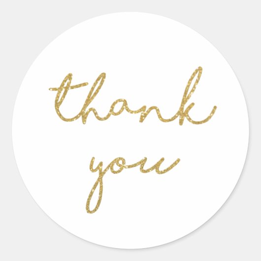 サンキュー金ゴールドシンプルグリッターエレガント書道 ラウンドシール (正面)