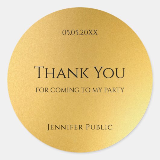 サンキュー金ゴールドテンプレートエレガントゴールデンデザイン ラウンドシール (正面)
