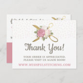 サンキュー金ゴールド裁縫はさみすぼらしいシックなフローラ ポストカード (正面/裏面)