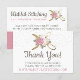 サンキュー金ゴールド裁縫はさみすぼらしいフローラカード 招待状