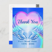 サンキュー | お悔み | ハートと天使の翼 ポストカード (正面/裏面)