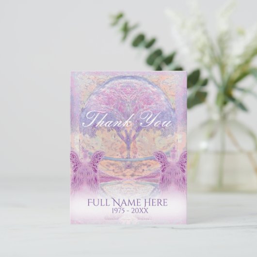 サンキュー | お悔み | ピンクのガーディアンエンジェル ポストカード (スタンド正面)