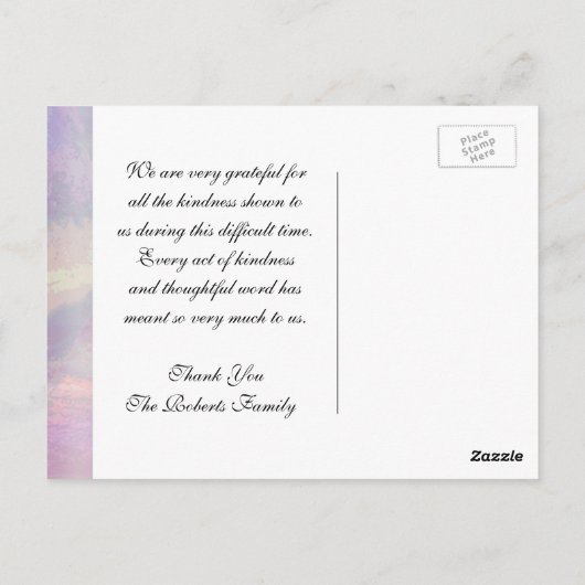 サンキュー | お悔み | ピンクのガーディアンエンジェル ポストカード (裏面)