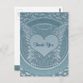 サンキュー | お悔み | ライトブルー ポストカード (正面/裏面)