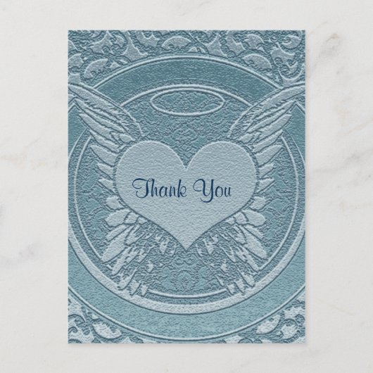 サンキュー | お悔み | ライトブルー ポストカード (正面)